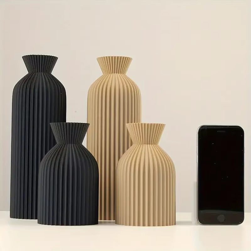 Elegant Black Plastic Vase - 4PC