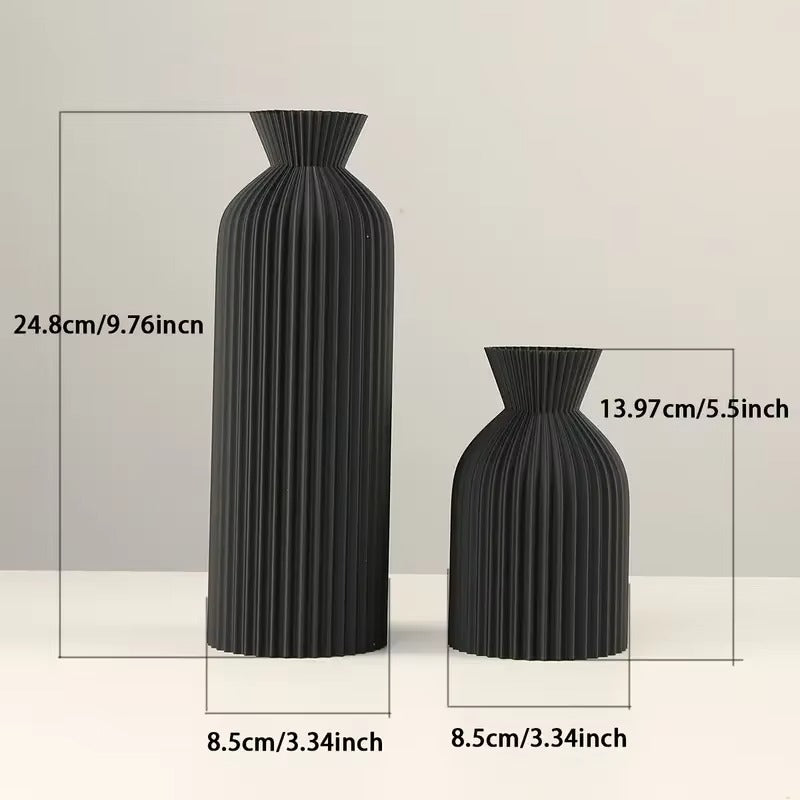Elegant Black Plastic Vase - 4PC