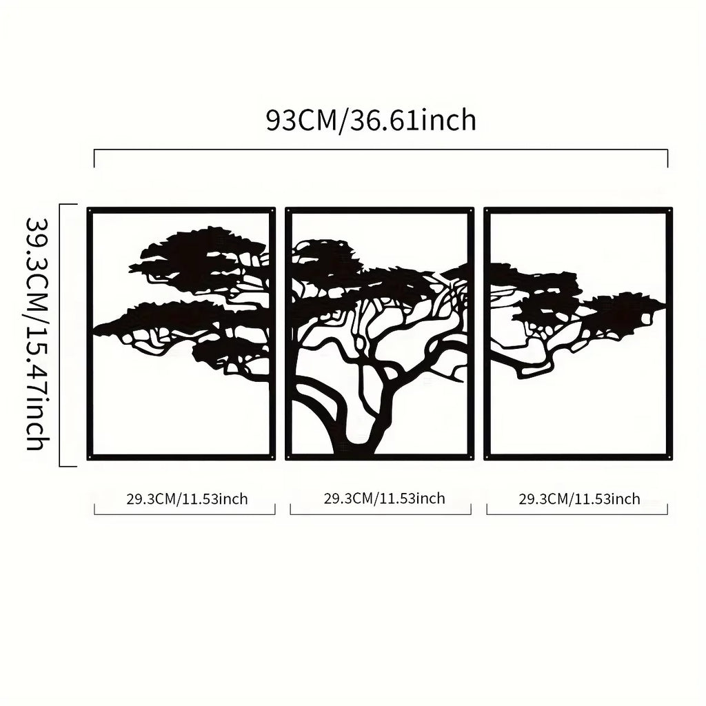 Black Metal Wall Art Decor - 3PC